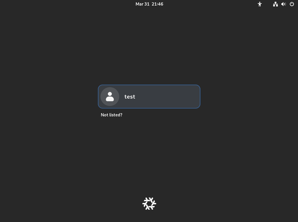 GDM login screen